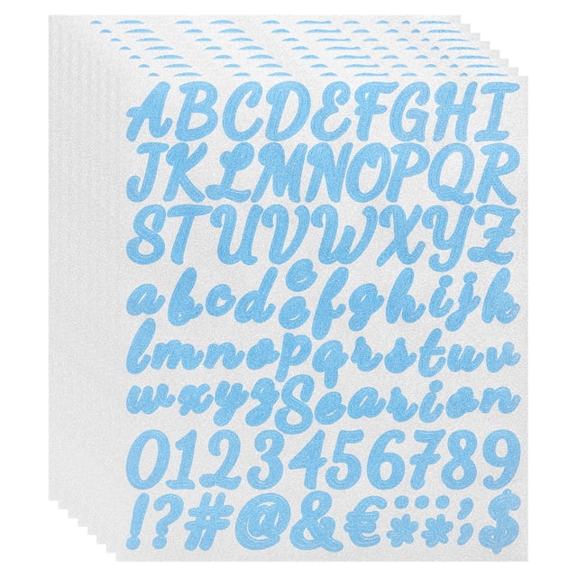 Paquete de 608 8 Hojas Stickers de Letras Brillantes Autoadhesivos Azul