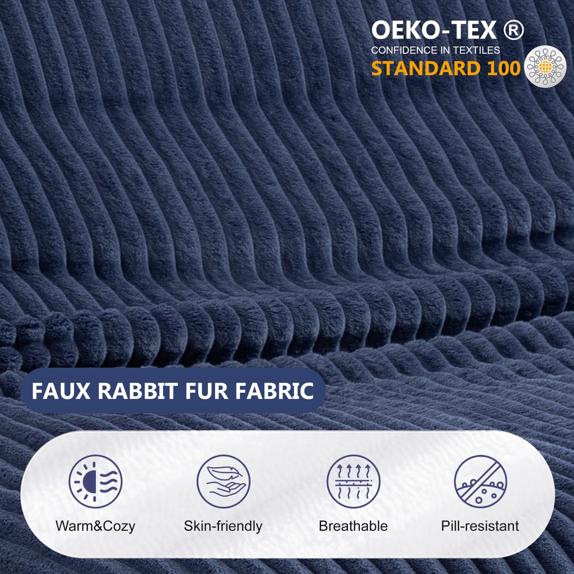 Aukfa Oversized Chaise Lounge Indoor Chair for Living Room Bedroom, Wood Frame, Corduroy, Blue