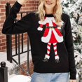 thumbnail image 4 of Suéter navideño de cuello redondo negro de manga larga con estampado adorable, jersey informal para mujer, talla XL, 4 of 8