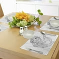 thumbnail image 4 of Ambesonne Sloth Place Mats Set of 4, Animal Floral Detail, Standard Size, Black White, 4 of 6