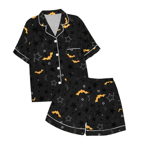 

Toddler Girls Pajamas 2Pcs Halloween Shirts Shorts Cute Ghost Buttons Tops Shorts Sleepwear Pajamas for Kids Girls 2T-3T