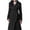 Black, variant on Women's Lapel Pea Trench Coat Long Jacket Open Front Belted Overcoat with Belt