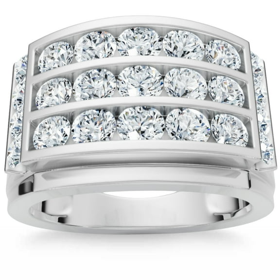 Pompeii 2Ct Men's Diamond Ring in 14k Gold Lab Grown Multi-Row Channel Set (F/G,VS2-SI1)