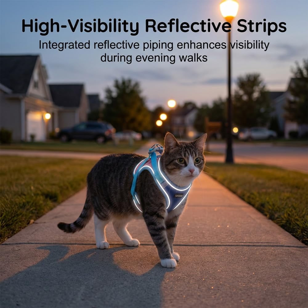Adjustable Step-in Cat Harness and Leash Set, for Small Medium Dogs and Cats