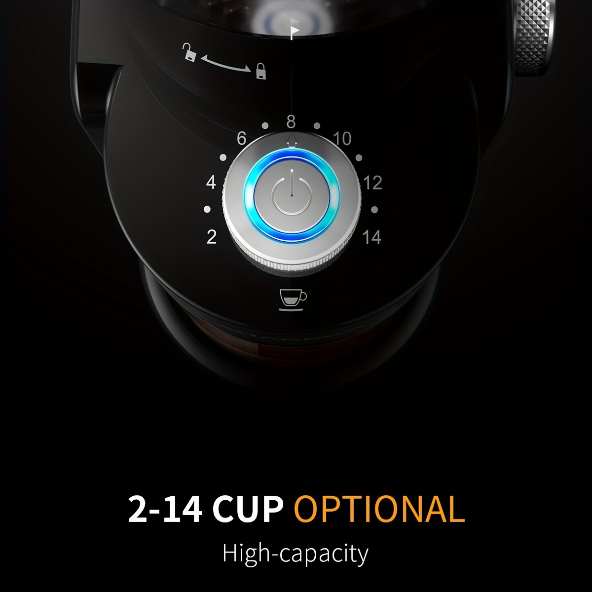 Burr Coffee Grinder, Adjustable Burr Mill with 16 Precise Grind Setting for 2-14 Cup, Stainless Steel.