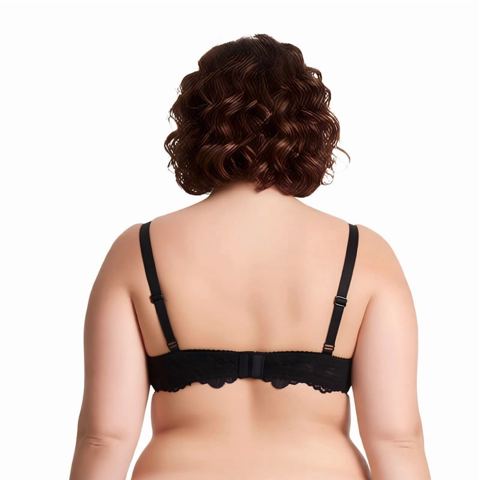 Curve Muse Women's Plus Size Push Up Add 1 Cup Underwire Perfect Shape Lace Bras-2Pk-Black,Light Blue-32B