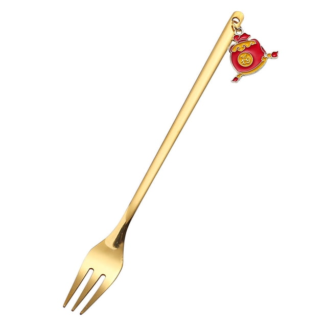Viflosae New Year Tableware Dessert Fork Stirring Small Fork New Year Gift Fork Deals on electronics