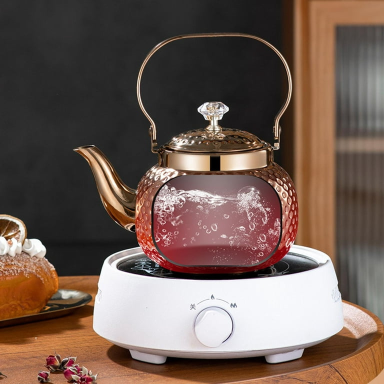 Stovetop Tea Kettle Blooming Loose Leaf Teapot Restaurant Water Boilers Water Kettle for Induction GAS for Kitchen Camping Hotel Home Office 2.0L