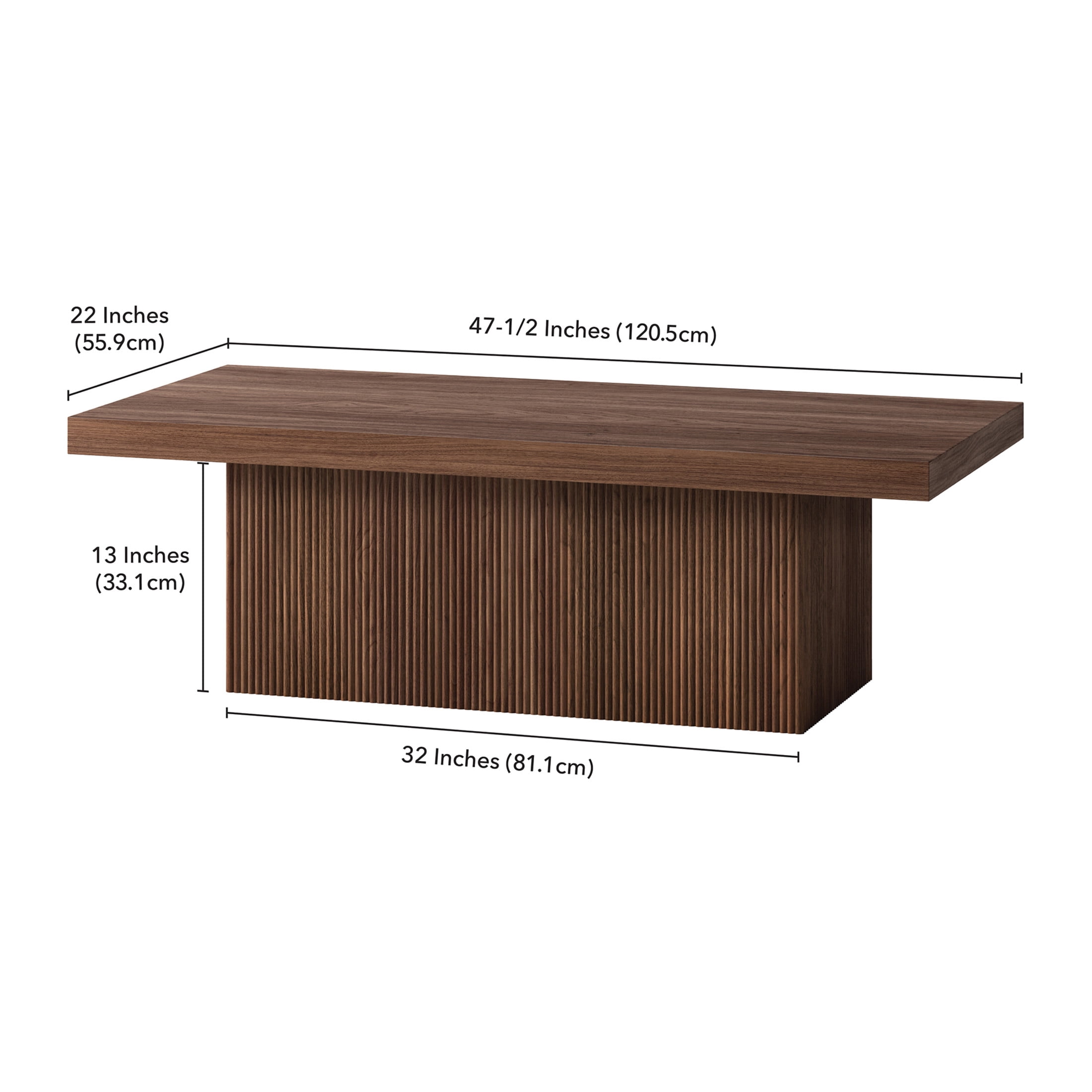 Evelyn&Zoe Modern/Contemporary 48" Wide Satin Walnut Coffee Table