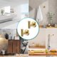 thumbnail image 2 of Ganchos dobles de acero inoxidable, resistentes ganchos para toallas de montaje en pared para baño, diseño moderno, gancho para ducha, acabado dorado cepillado, paquete de 2, 2 of 7