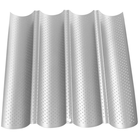 

Silver color Stainless Steel Plate 4-Slot French Bread Baking Pan Bread Mold