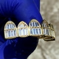 thumbnail image 5 of 14k Gold Plated Over Real Solid 925 Sterling Silver Grillz Baguette Top 6 Teeth Pre-made Grills, 5 of 7