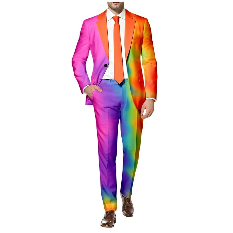 JIKNTTR Men's Activewear Tracksuit Sports Set Male Rainbow