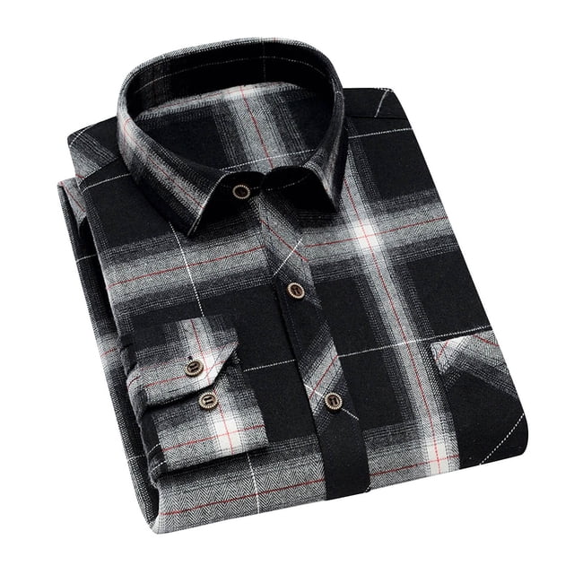 Blusa y camisa de manga larga con cuello vuelto para hombre Camisa de manga larga con solapa para hombre Camisa a cuadros informal y versátil Camisa de manga larga con solapa para hombre Blusa de poli