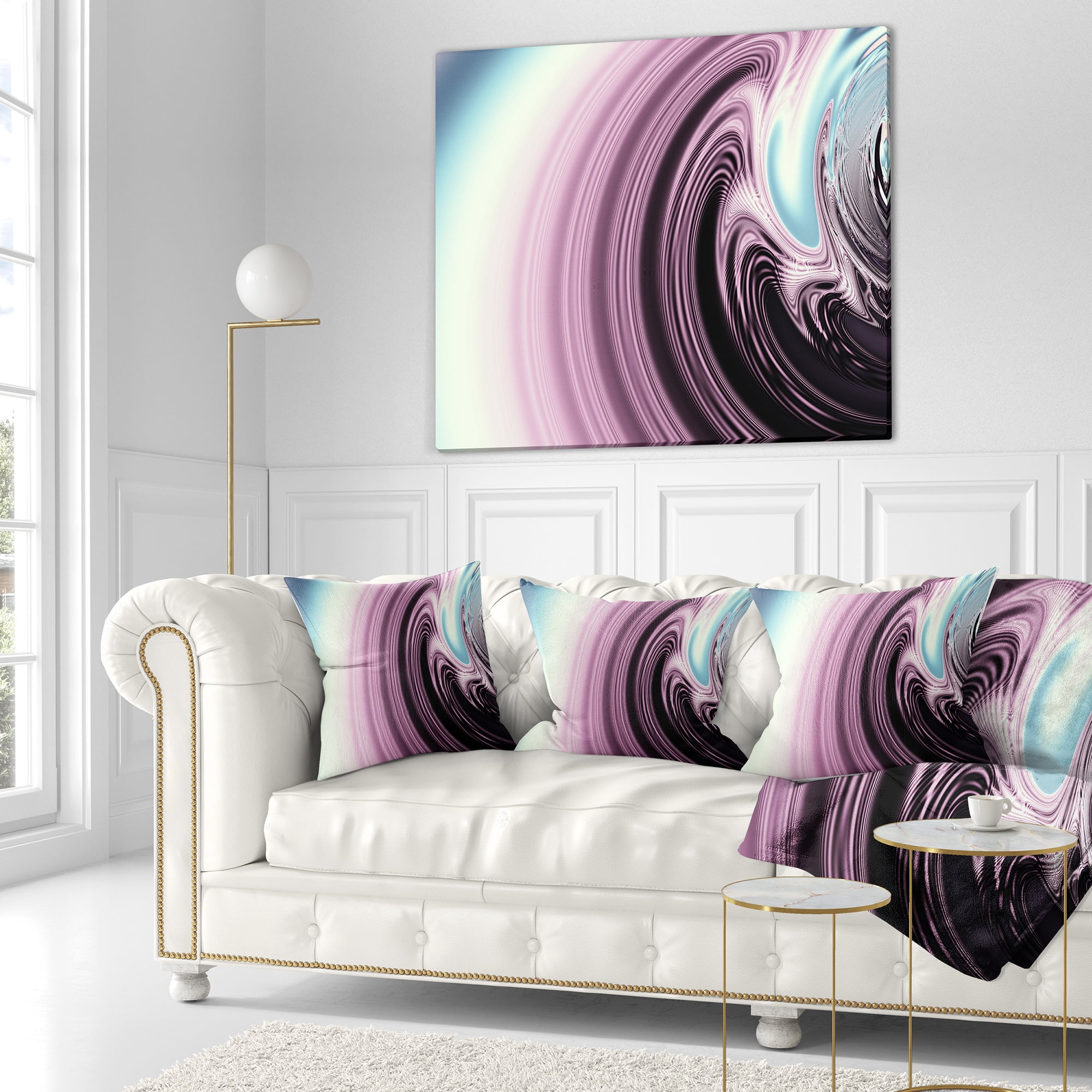 Designart Unique Purple Fractal Art Pattern - Abstract Throw Pillow - 16x16