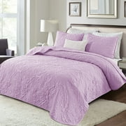 Exclusivo Mezcla Oversized King Quilt Bedding Set, Lightweight Vintage California Cal King Size Quilts with Pillow Shams, Soft Bedspreads Coverlets for All Seasons (112x104, Lilac)