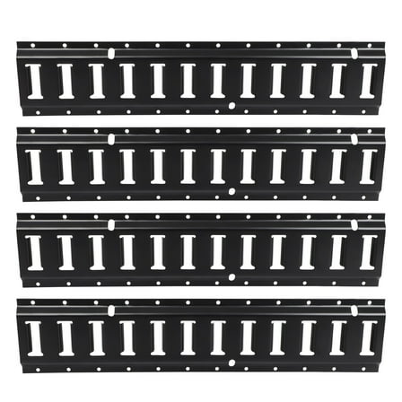 Powder Coated Black E Track Tie Down Rail Kit 2 Foot Heavy Loads Up to 2000 lbs for Garages Van Trailers Motorcycle Tie Downs ATV Mountings(4PCS)