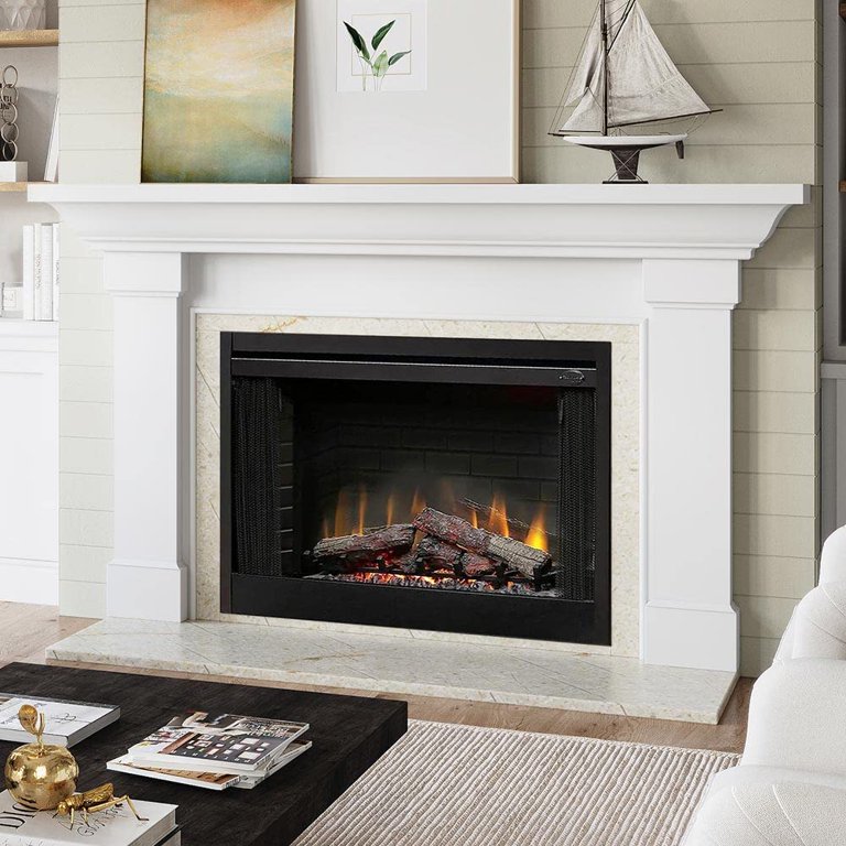 White 54 Inch x 39 Inch Wood Fireplace Mantel Surround Kit with Shelf and  Trim | Fremont from Mantels Direct - Poplar Wooden Chimney Mantel Surround  - Walmart.com