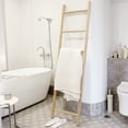 thumbnail image 2 of FUIN Fully Assembled 6ft Bamboo Blanket Ladders Living Room Wood Decorative Wall Leaning Farmhouse Quilt Display Holder Rustic Wooden Towel Rack for Bathroom, Unfinished, 2 of 7
