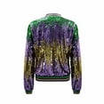 thumbnail image 4 of YOIAVAIOY Mardi Gras Sequin Jacket for Women Long Sleeve Zip Up Sparkly Jacket Party Night Clubwear Holiday Outfits Green S, 4 of 7