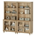 thumbnail image 2 of WAMPAT Farmhouse Bookcase, Bookshelf with Glass Doors, Large Wood Display Book Shelf with Adjustable Shelves and Storage Cabinet for Living Room, Bedroom, Library, Office, Oak (2PCS), 2 of 8