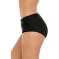 thumbnail image 4 of Solid Ruched Bikini Bottoms for Women High Cut Black Swimsuit Bottoms, 4 of 6