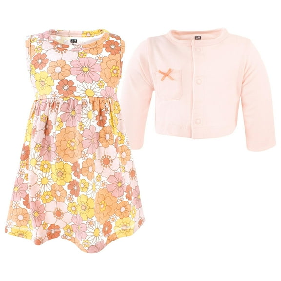 Luvable Friends Hudson Baby Dress and Blouse 2pc, Peachy Flower, 0-3M