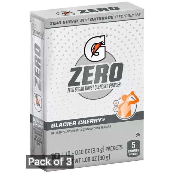 Gatorade Zero Glacier Cherry Drink Mix 1.08 oz (Pack of 3)