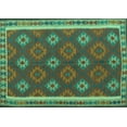 thumbnail image 1 of Ahgly Company Machine Washable Indoor Rectangle Oriental Turquoise Blue Traditional Area Rugs, 2' x 4', 1 of 4