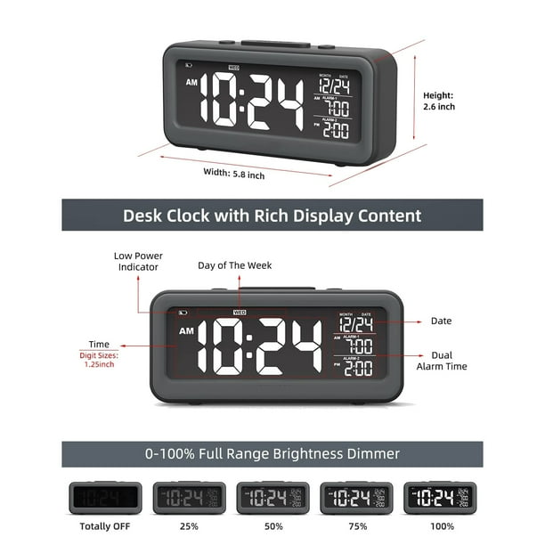 Alarm Clock for Heavy Sleepers, Teens, Bedroom, Bedside and Desk Clock
