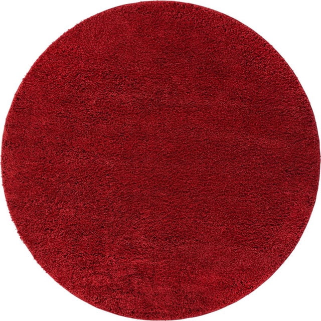 Unique Loom Tapis Shag Quotidien en Peluche 10' 2 x 10' 2 Rond en Rouge Cerise