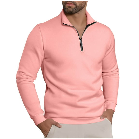 Fewfanhot Mens Shirts Quarter Zip Sweaters Slim Fit Long Sleeve Knitted Pullover Mock Neck Business Casual Dress Sweater