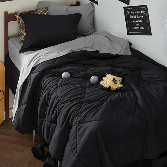 Juego de edredón Bedsure Black Twin XL con sábanas, 5 piezas