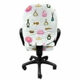 thumbnail image 3 of Floral Office Chair Slipcover, Print of Colorful Perfume Bottles and Flowers on a Background of Stripes, Protective Stretch Decorative Fabric Cover, Standard Size, White and Multicolor, by Ambesonne, 3 of 5
