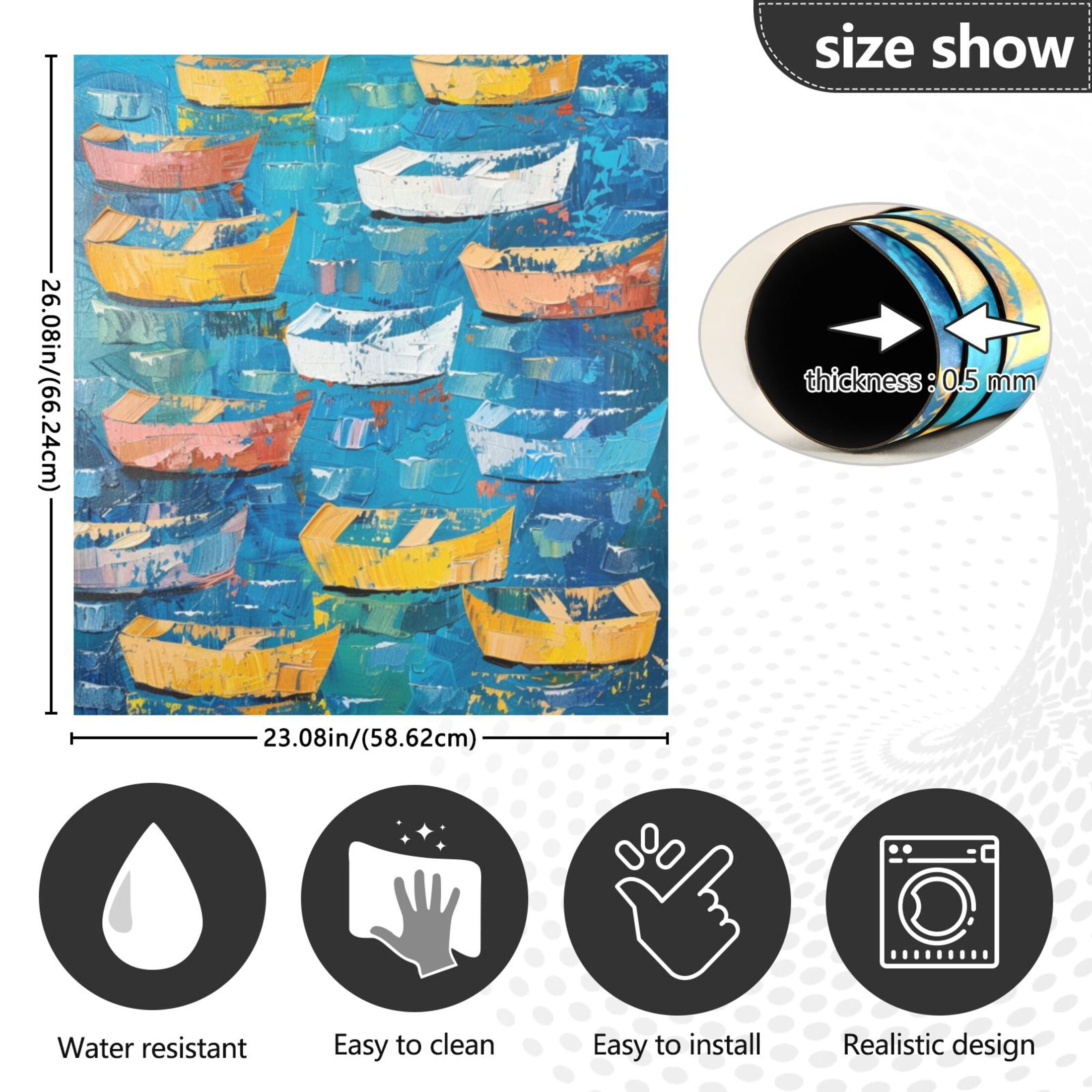 Dishwasher Magnetic Sticker 23x26 Inch Refrigerator Magnetic Sticker Washing Machine Magnetic Sticker Kitchen Panel Magnetic Sticker Home Decor Colorful Cartoon Boat1