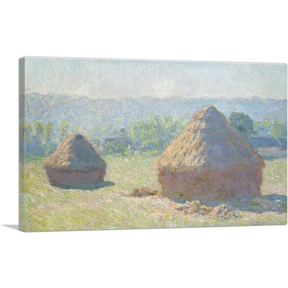 ARTCANVAS Haystacks 1891 Canvas Art Print by Claude Monet - Size: 18" x 12" (0.75" Deep)