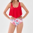 thumbnail image 3 of FhsagQ Swimsuit Sets for Women Set with Robe 2025 Women's New Print Ruffled High Waisted Bikini Swimsuit Two Piece Swimsuit Women Swimsuit Sets Panties Red M, 3 of 6