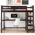 thumbnail image 2 of EUROCO Wood Full Size Loft Bed with Desk for Kids Teens, Espresso, 2 of 14
