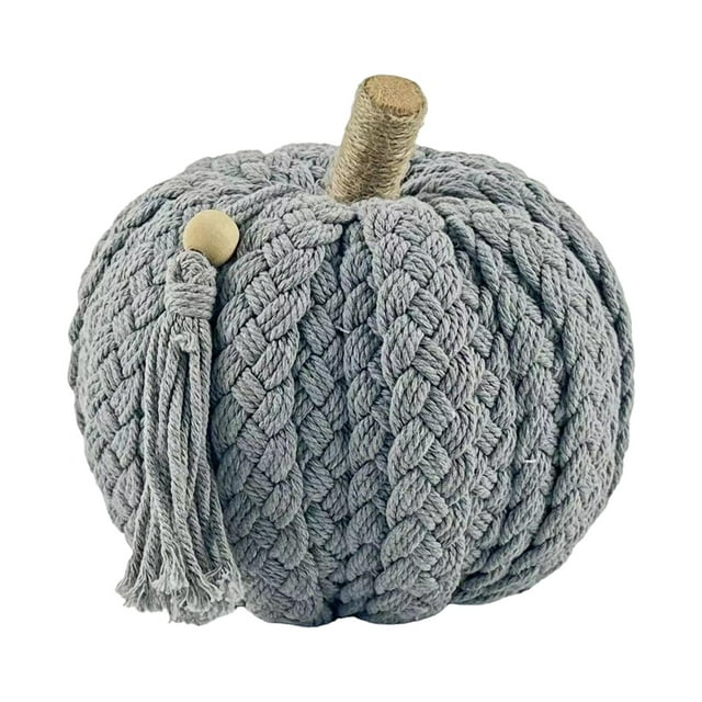 Calabazas artificiales, calabazas falsas, adornos, calabazas tejidas a mano, decoraciones Gris
