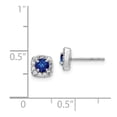 thumbnail image 2 of Auriga Fine Jewelry 14K White Gold Diamond and Sapphire Square Halo Earrings for Women, 2 of 5
