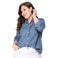 thumbnail image 2 of CamiDe Cambray ManLarCon Bolsillo En El Pecho TalGrande PaMujer Azul 5XL, 2 of 6