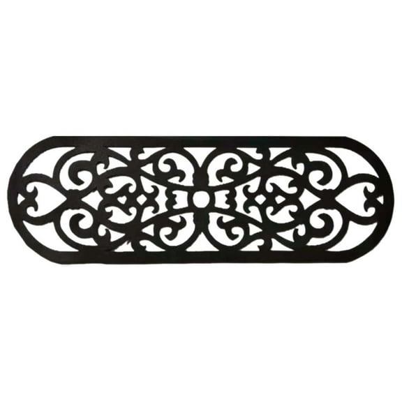 Openwork Rubber Stair Treads 9x36 Inch, Non-Slip Stair Mats Set of 1, Heavy Duty Indoor/Outdoor Staircase Pads, Scroll Design Black Step Mats