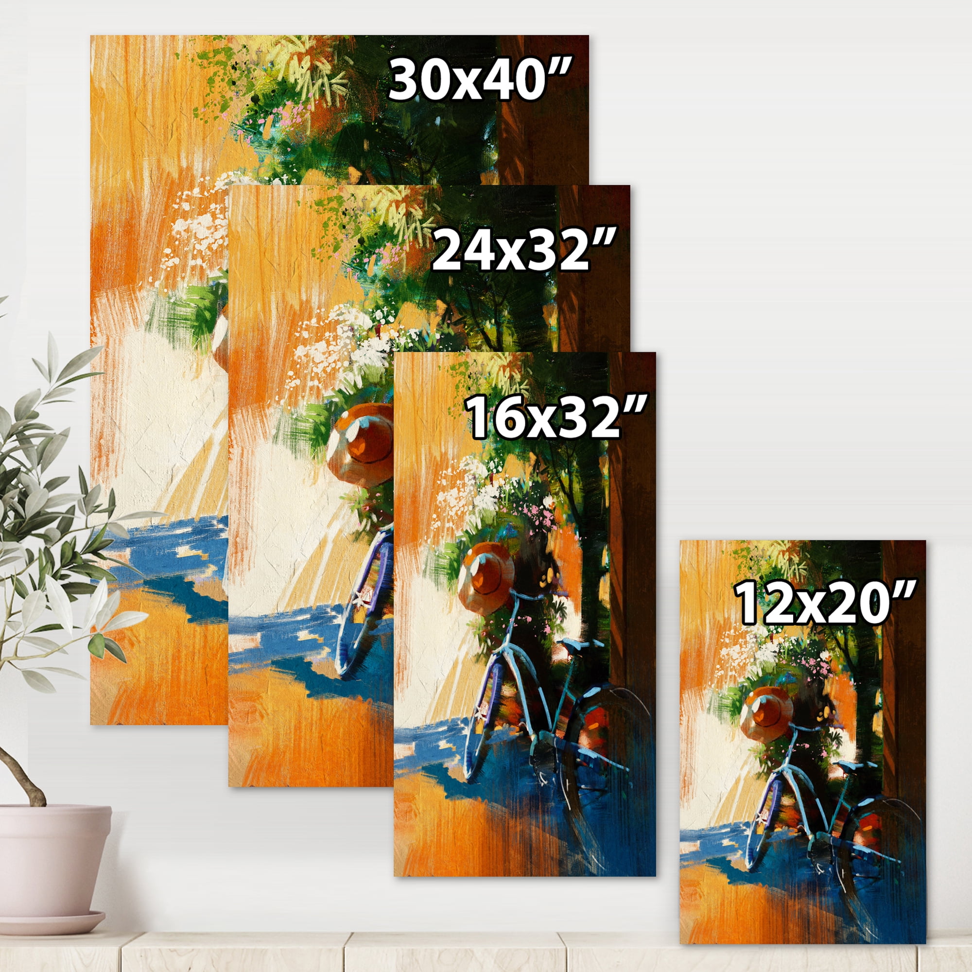 Designart ' Ancient Bicycle and Old Hat On Summer Day ' Vintage Canvas Wall Art Print