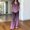Purple plus size matching sets a1, variant on Cagogo Women Plus Size 2 Piece Outfits Summer Vacation Set Loose V Neck Short Sleeve Tshirt Wide Leg Pants Casual Cruise Travel Lounge Tracksuits Boho Gradient Matching Sets, Purple XL