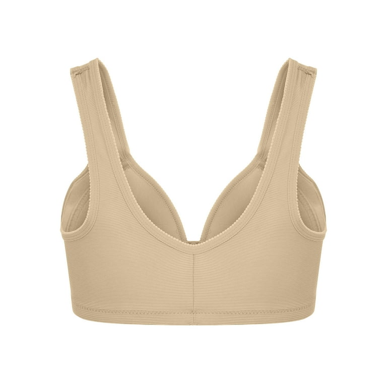 DORKASM Front Closure Bras for Women Plus Size Wireless Soft Plus Size  Comfortable Padded Front Closure Bras for Women Beige 2XL 