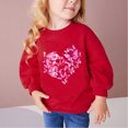 thumbnail image 2 of Odeerbi Kids Girls Crewneck Sweatshirts Pullover Sweatshirts Children's Fall Winter Sweatshirt Heart Print Long Sleeve Sweater Top Red, 2 of 5