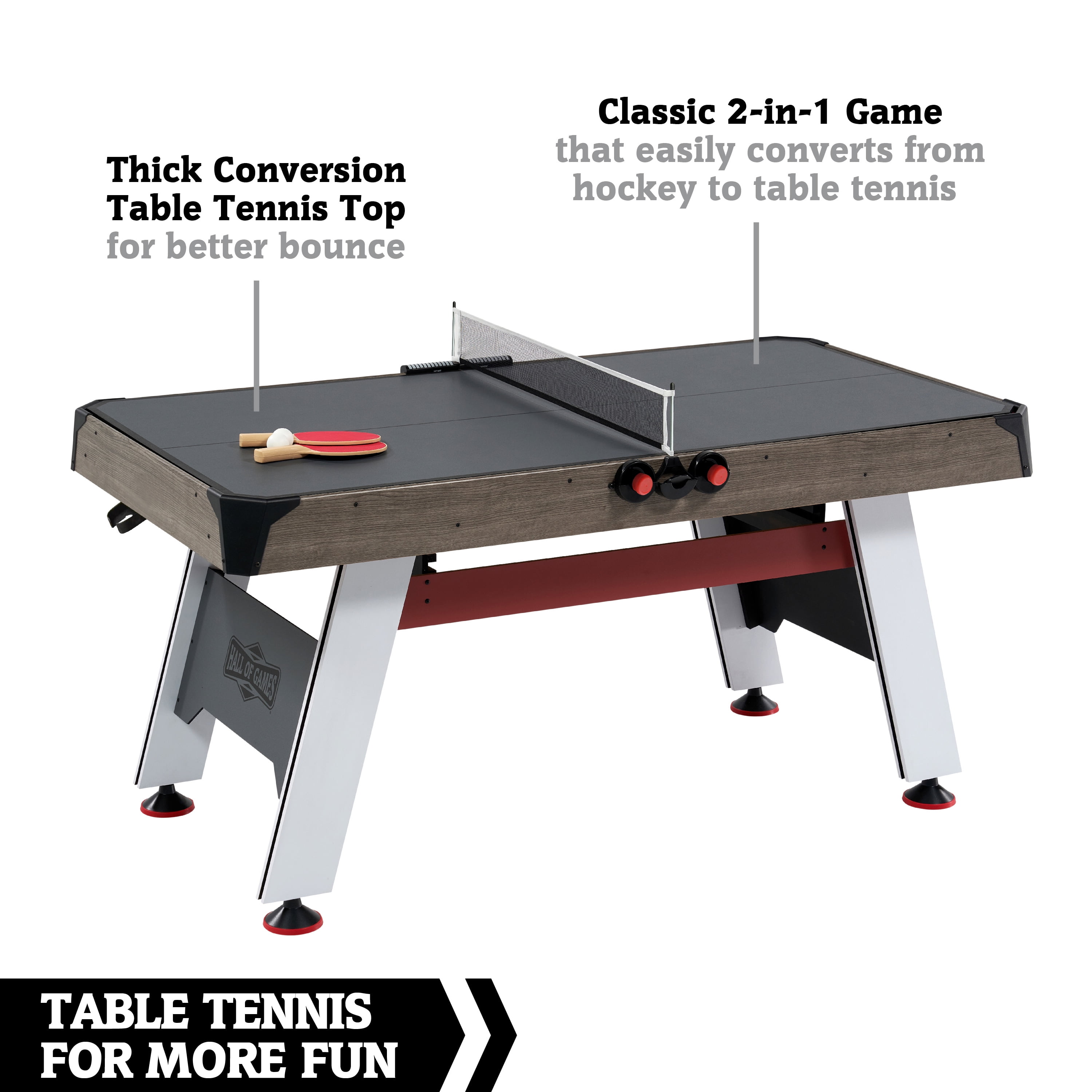 5.5 ft. Arcade Air Hockey Table and Tennis Top 2-in-1 with Accessories,by Hall of Games