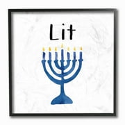 The Stupell Home Decor Collection Lit Menorah Icon Framed Giclee Texturized Wall Art
