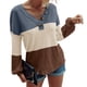 thumbnail image 1 of Top con cuello en V para mujer, Top de poliéster con manga larga acampanada, decoración de escote con botones, Top informal ajustado ZZ203S3146 Azul S, 1 of 5