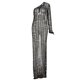 thumbnail image 5 of VISgogo Vestido ajustado de un hombro para mujer, vestido de manga larga con abertura lateral de color sólido VISgogo moda, 5 of 7